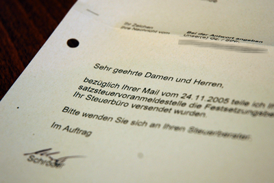 Finanzamt antwortet mit Briefen auf eMails