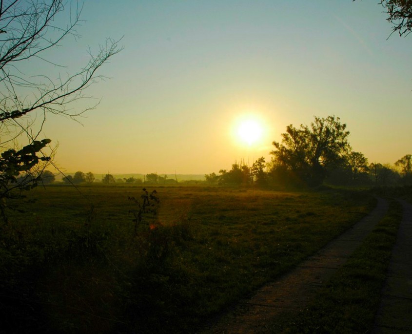 Ein schöner herbstlicher Sonnenaufgang im Unteren Odertal bei Gatow.