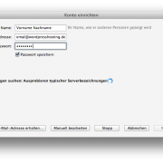 eMail-Adresse und Passwort eingeben, manuaell bearbeiten klicken.