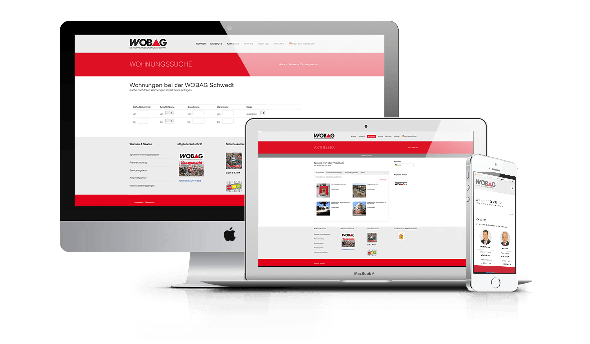 Typische Internetseite auf Basis von WordPress